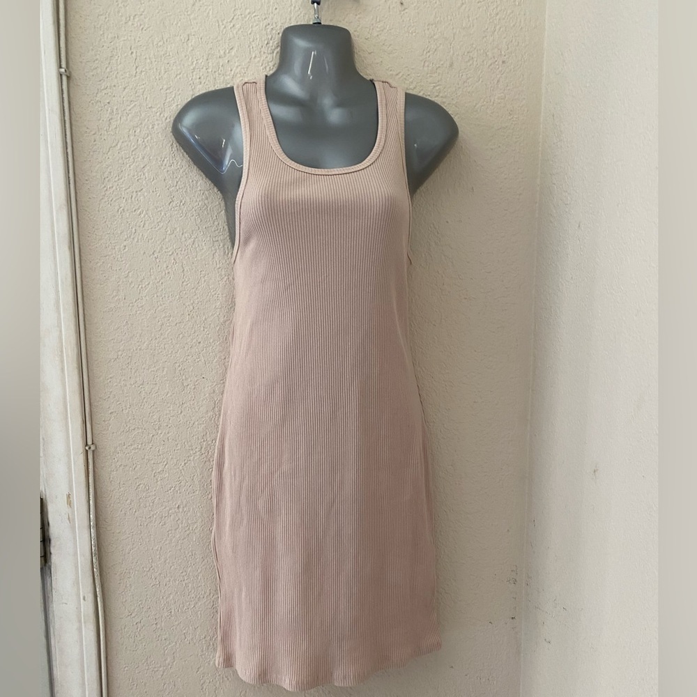 CottonOn Rib Racer Mini Dress Beige Size Large New without Tags